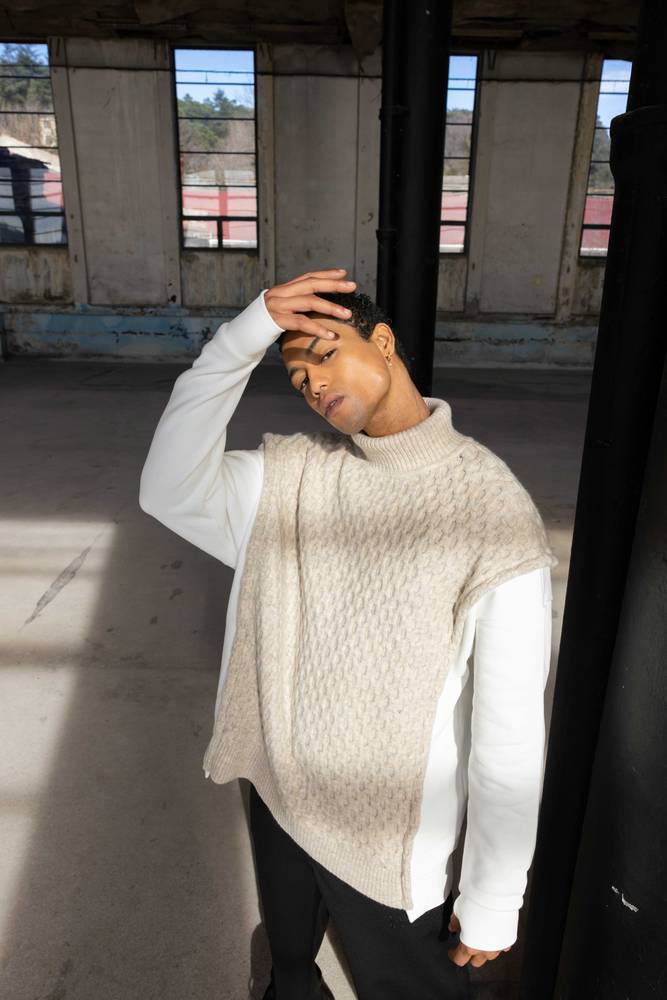 ELEVATA SPLICING LONG SLEEVE HIGHNECK KNITWEAR SWEATER